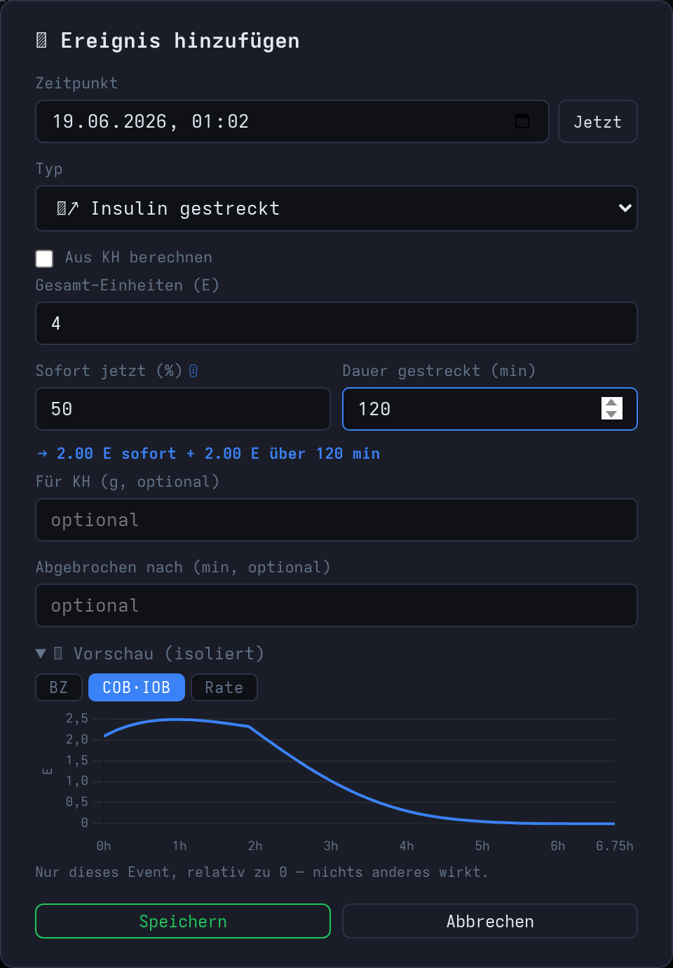 Kombi-Bolus erfassen